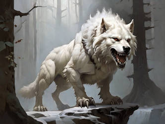 White Dire Wolf Fantasy Art 01