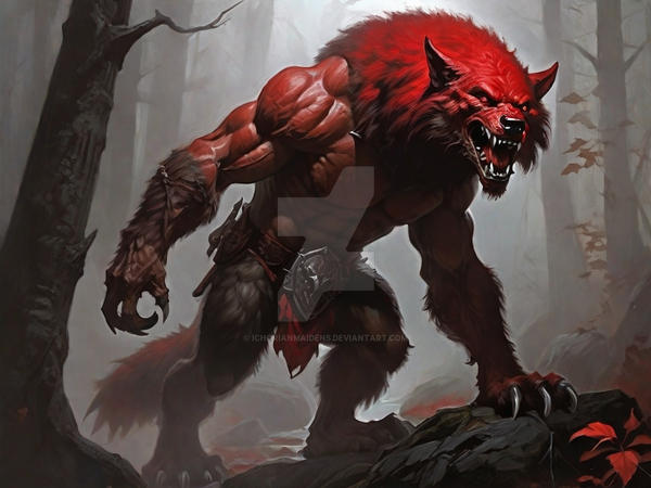 Delta Red Werewolf AI fantasy art red werewolf (1) by IchorianMaidens on DeviantArt