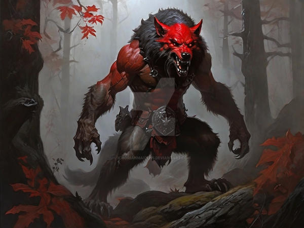 AI fantasy art red werewolf (4) by IchorianMaidens on DeviantArt