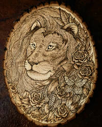 Wood Burnt Lion by Anesthetic-X
