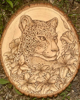 Woodburnt Floral Leopard