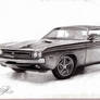 Pencil Drawing Dodge Challenger RT 1971