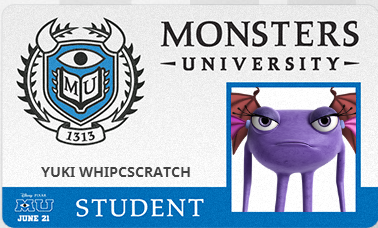 Monsters University Student ID Card