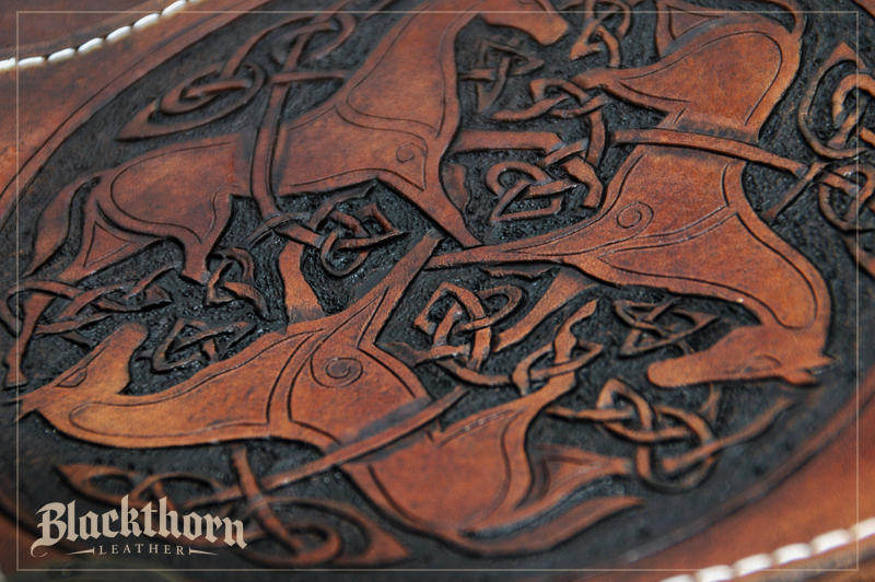 Celtic Horses Tooling Detail by Blackthornleather