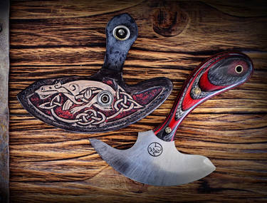 Celtic Hound Knife Sheath - Open