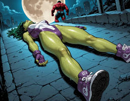 She-Hulk defeated by Red Hulk