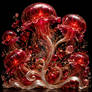 Glowing jellyfish blooms in golden tendrils