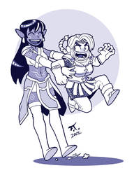 Deva and dwarf