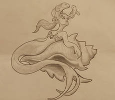 Mermaid Recumbent upon Conch Shell by IDrewYouThisDinosaur