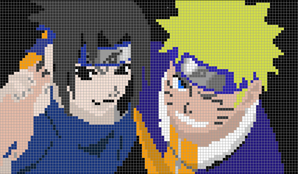Naruto + Sasuke Pixel Art by miiiiius on DeviantArt