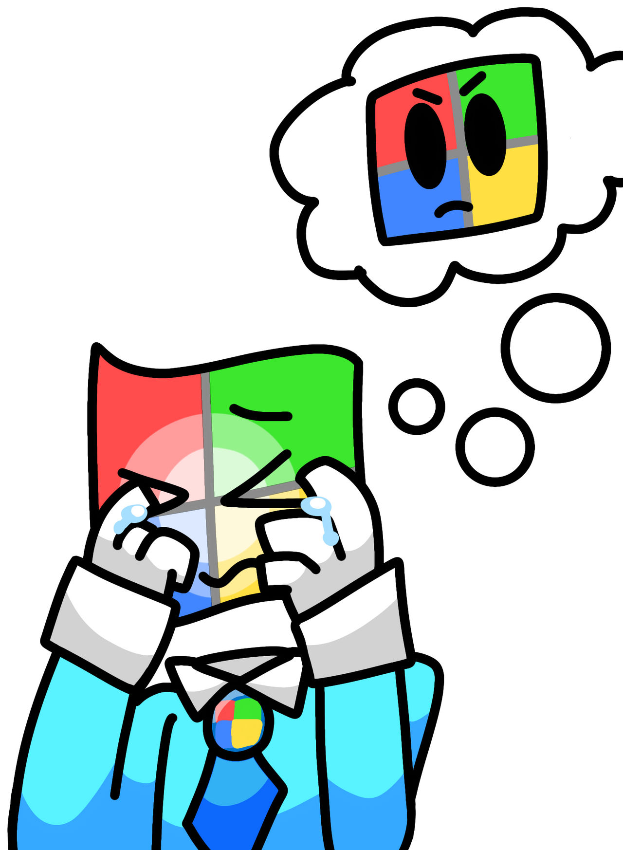 Windows 7 crying because of Microsoft by Charmy177 on DeviantArt