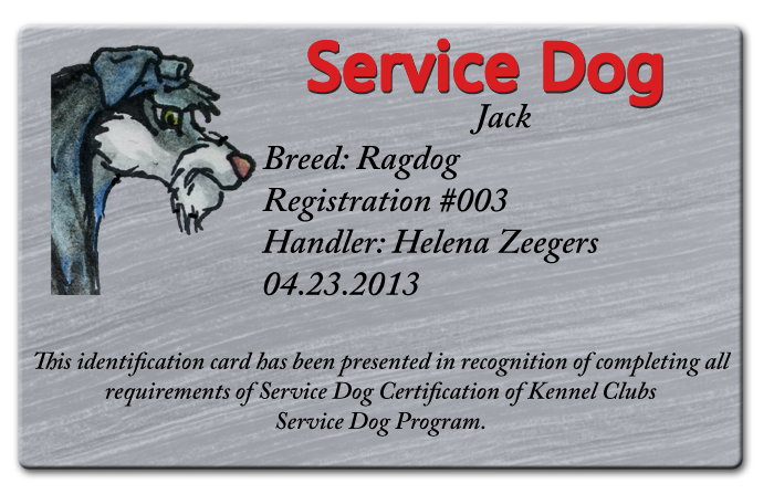 Jack's cervice dog certificate