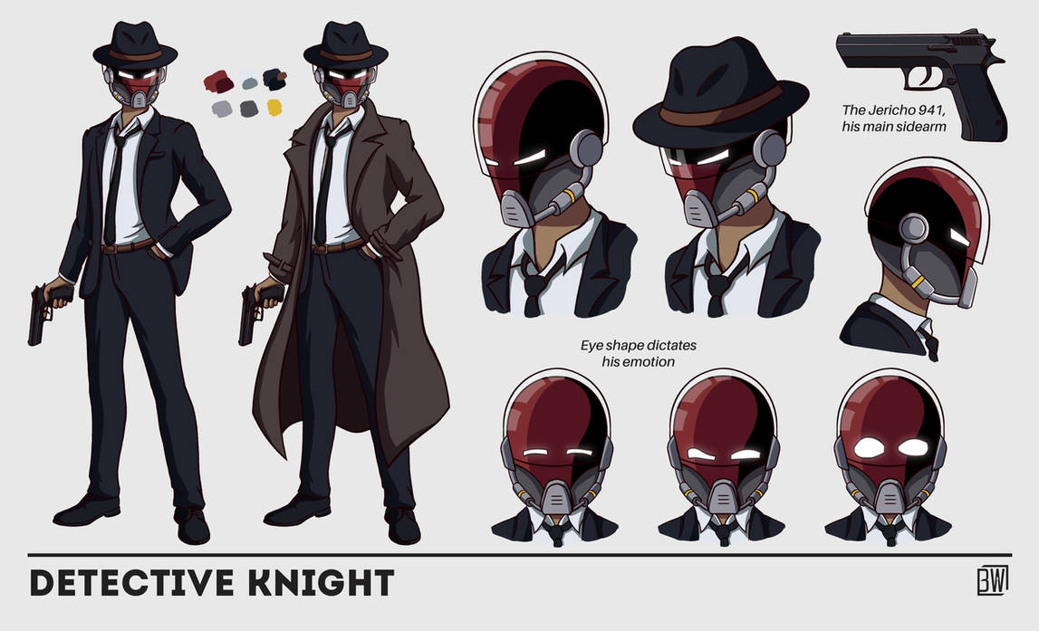 Detective Brooding Reference (OC) Detective Knight - Character Design Sheet by BattyWanderer on ...