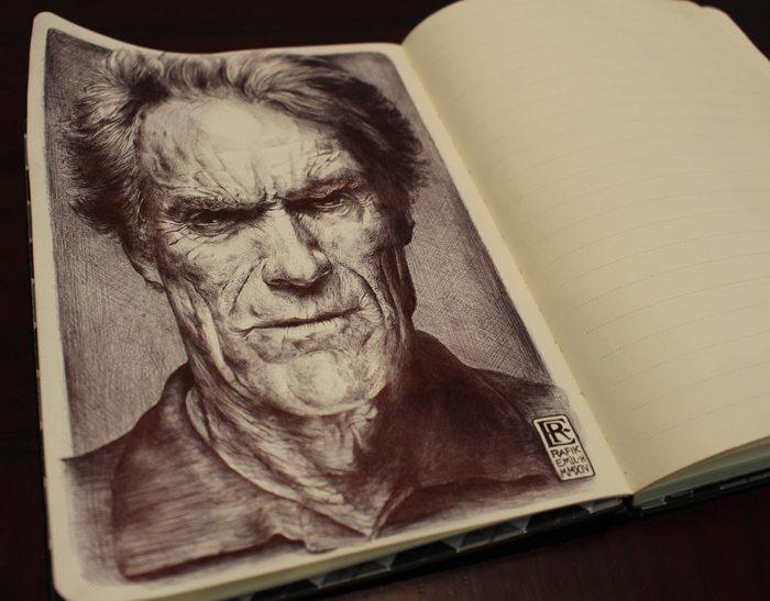 Clint Eastwood by Rafik Emil H - Ballpoint Art