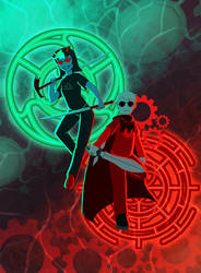 Homestuck art. Dave and Terezi fraymotifs.