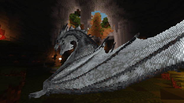 Minecraft White Wyvern Dragon Build Schematic