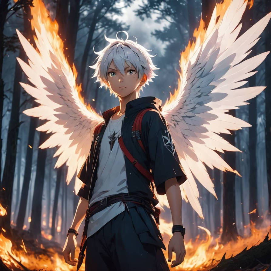 Anime Boy With White Burning Wings By EDUXON On DeviantArt anime-boy-with-white-burning-wings-by-eduxon-on-deviantart