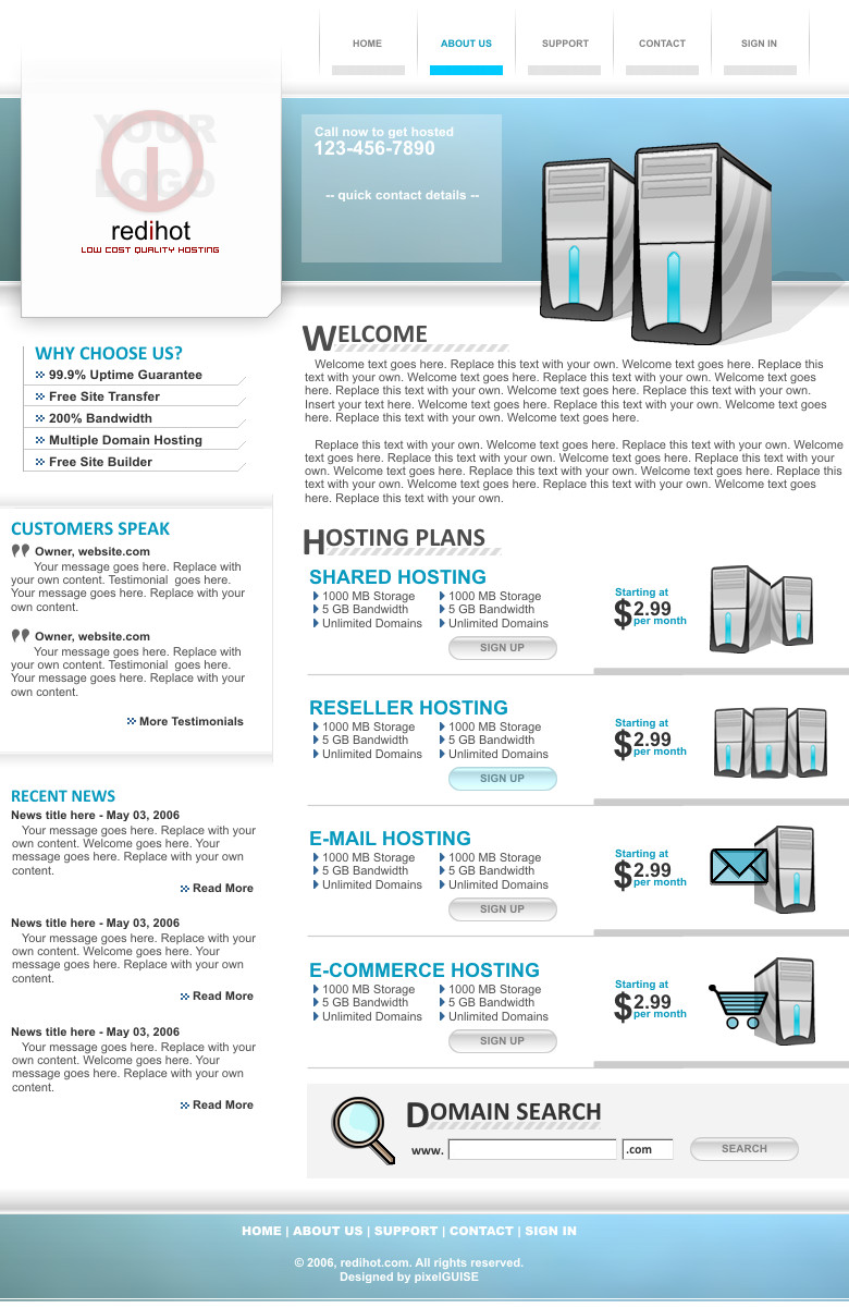 Redihot Hosting Layout