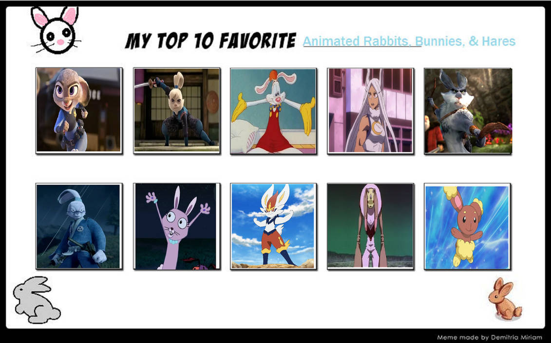 My top 10 favorite rabbits by Drago-Pantherforever on DeviantArt