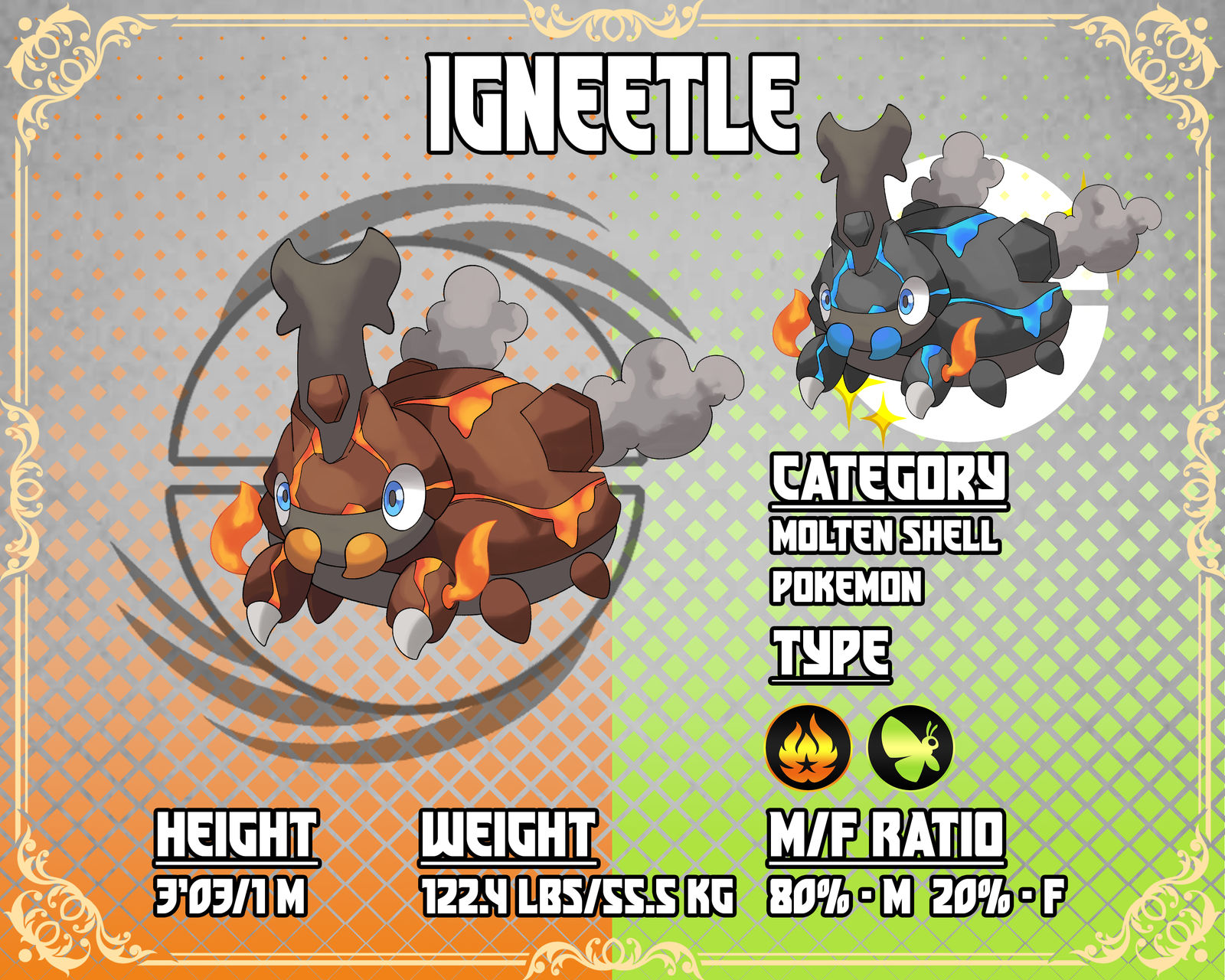 Pokemon Guardians Dex Entry - Igneetle by Tony2-Dirty on DeviantArt