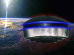 Gorlian Spaceship over Earth