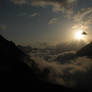 sunset mountains clouds