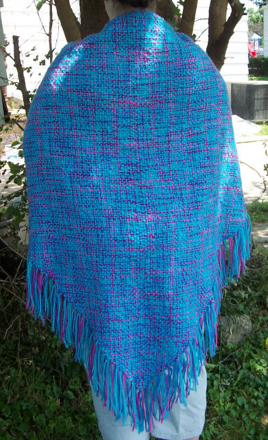 Turquoise and pink shawl