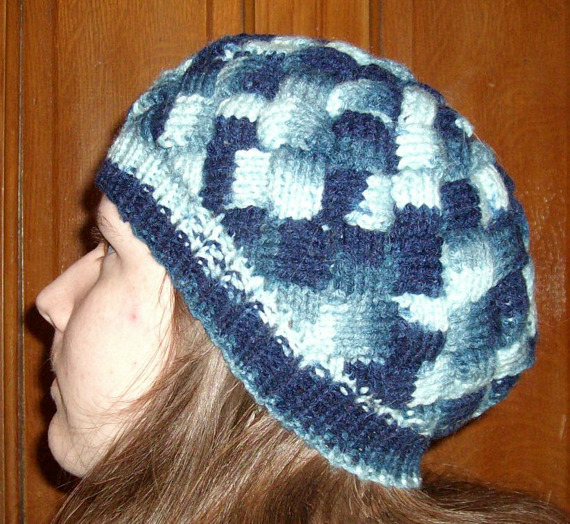 Entrelac Blue Hat