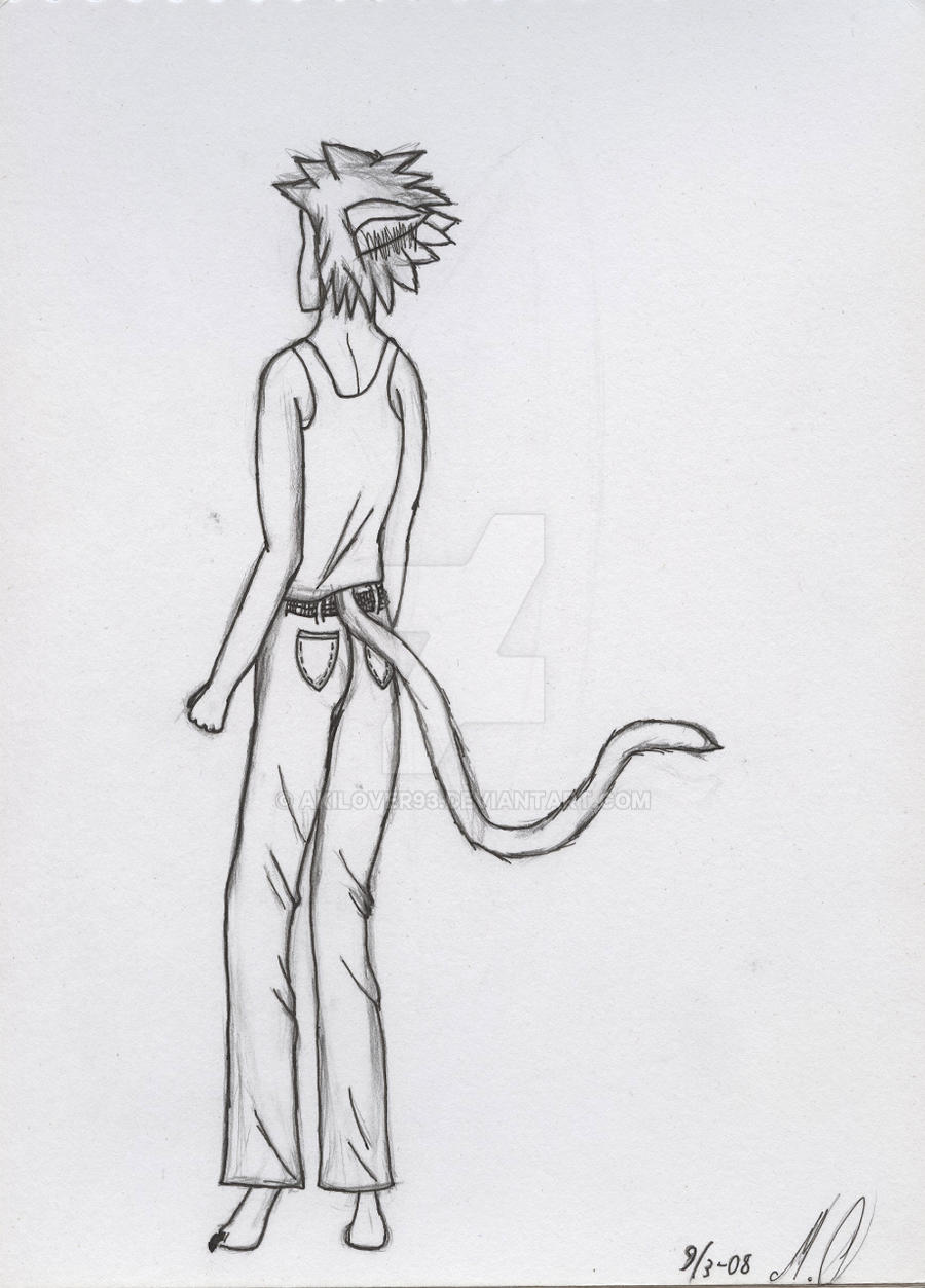 Neko-boy from behind