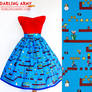 Super Mario Bros Vintage Inspired Tea Length Skirt