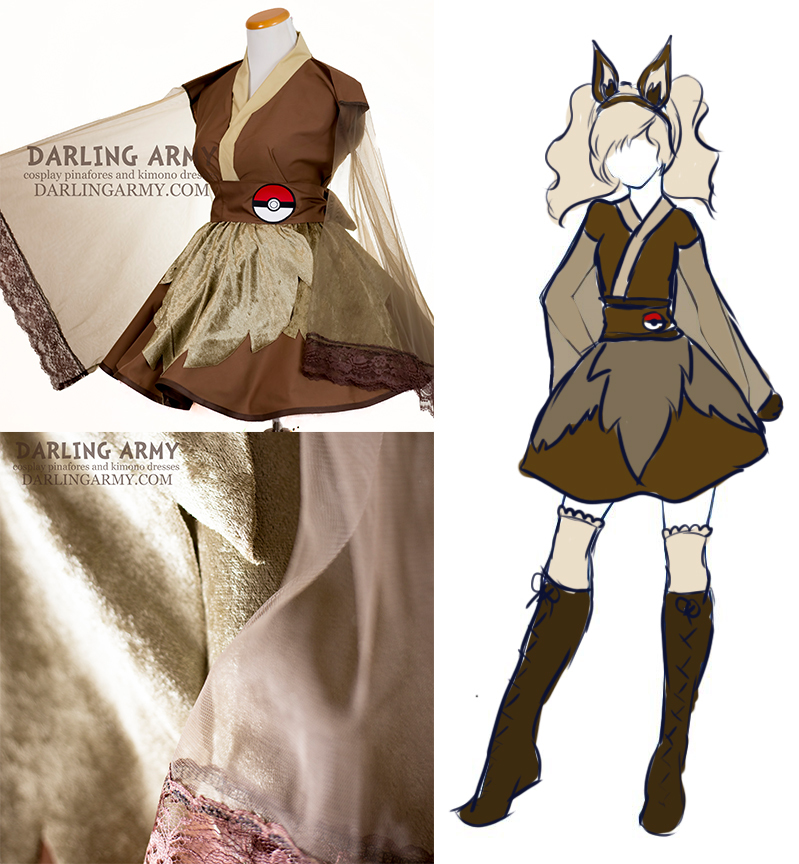 Eevee Pokemon Gijinka Cosplay Kimono Dress