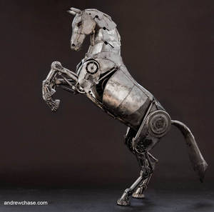 Articulated Metal Horse rearing by Andrew-Chase