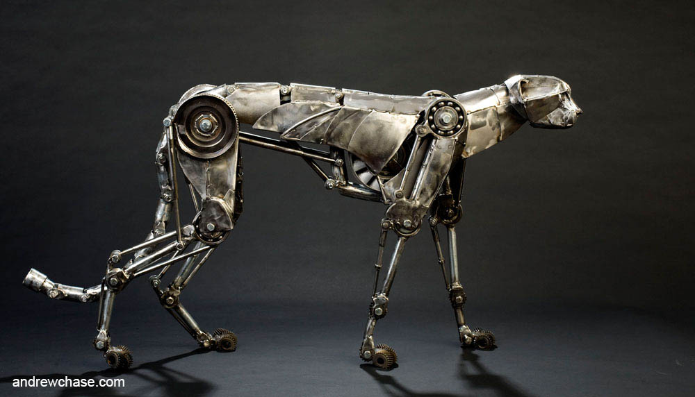 Mechanical metal cheetah walking