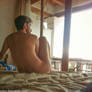 Taxco Hotel Male Nude Sitting on Bed 2