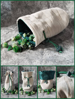 Green and White Dice Bag