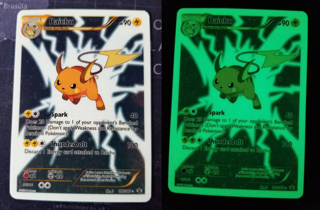 dark raichu pokemon card 138 Pokemon Team Rocket Custom Glow in the Dark
