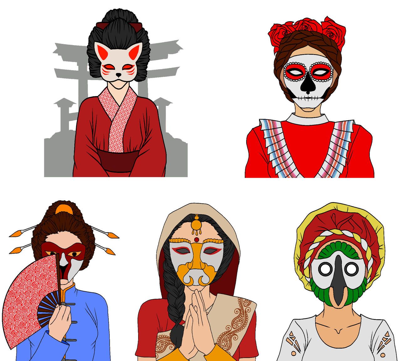 My art of girls in mask by Lavalek-art on DeviantArt