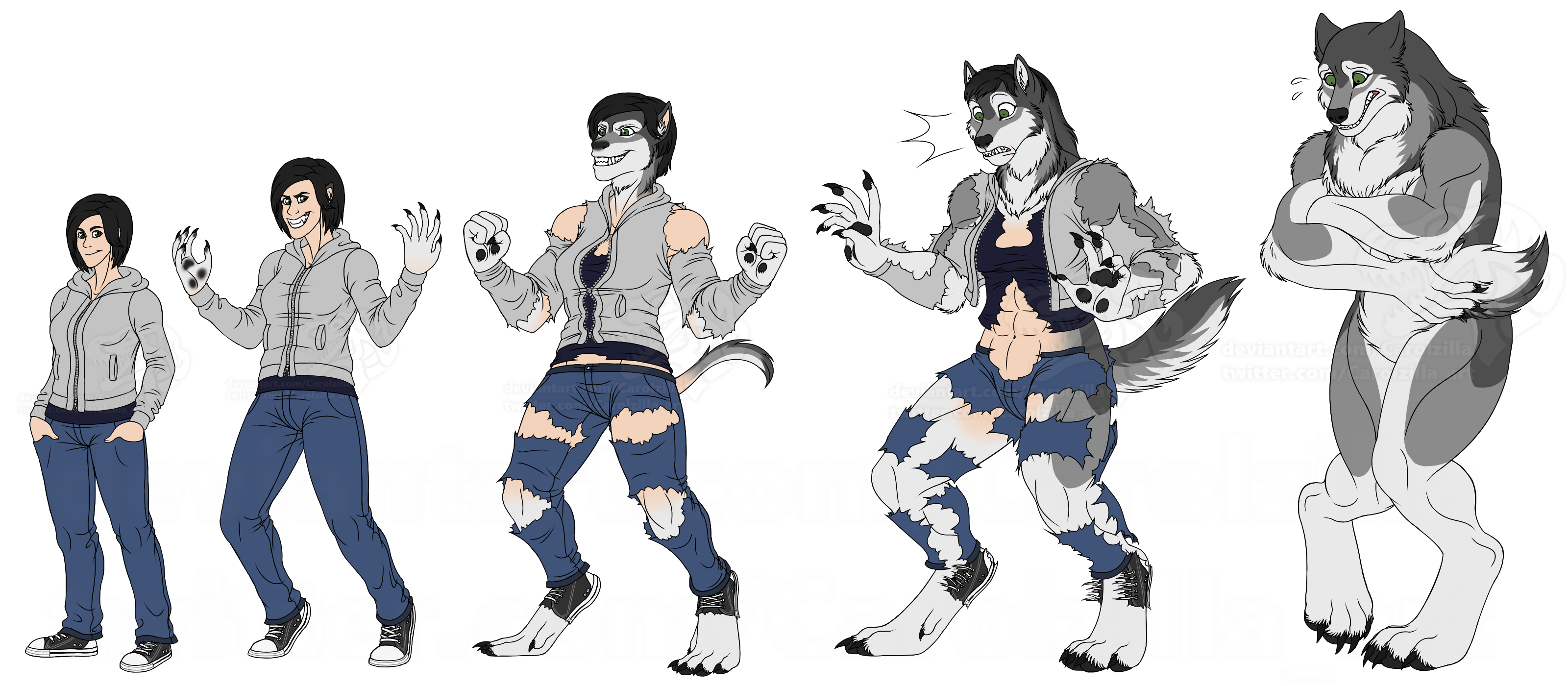 Clumsy WereWolf Transformation - Commission by Carolzilla on DeviantArt.