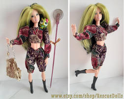 OOAK Rescue Doll - Green Witch With Rerooted Hair
