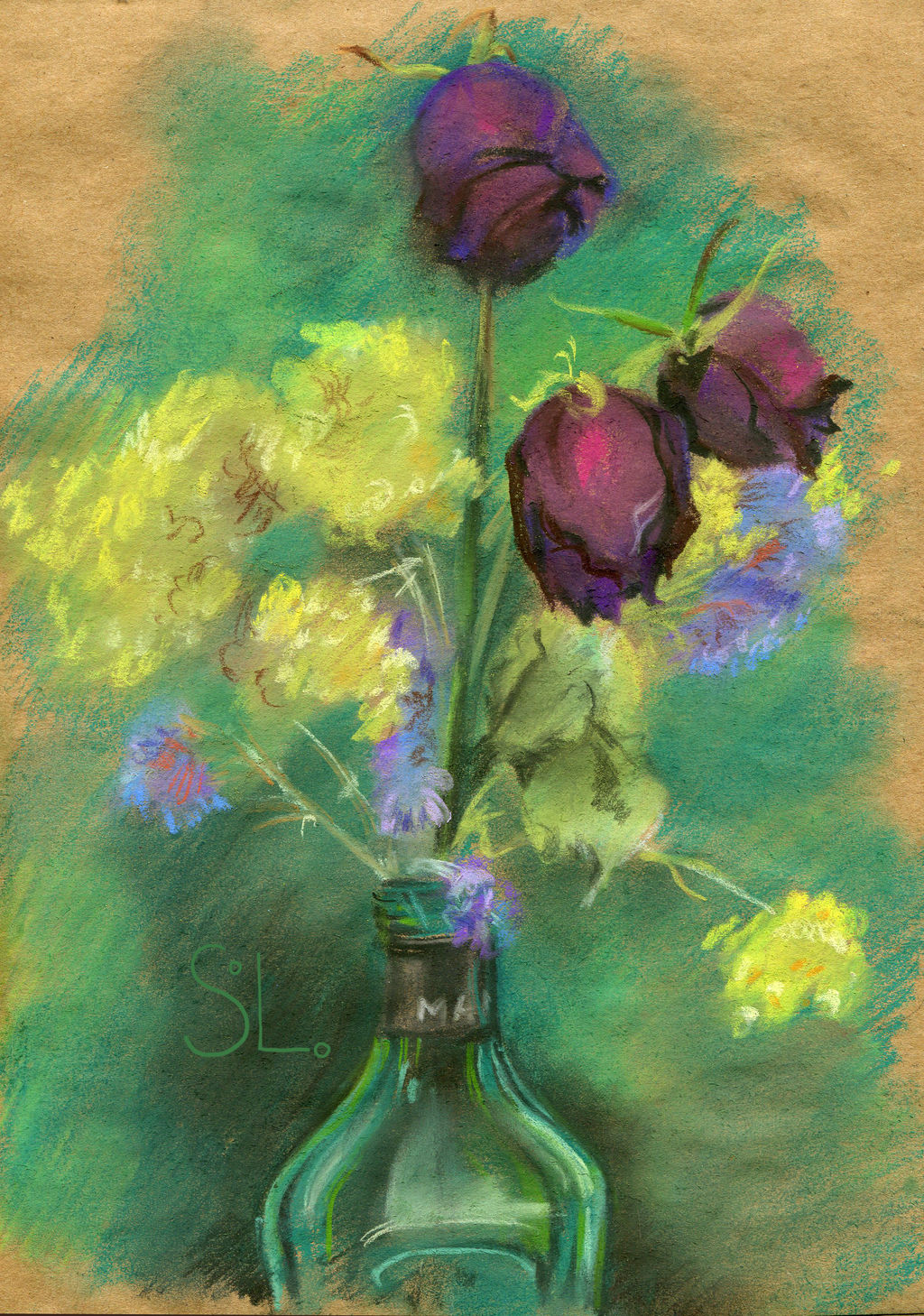 Sketch with dried flowers