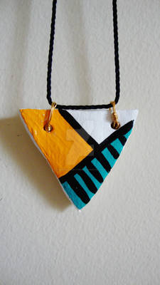 Geometric Reverse Triangle Clay Necklace.