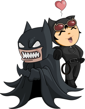 Chibi Batman and Catwoman