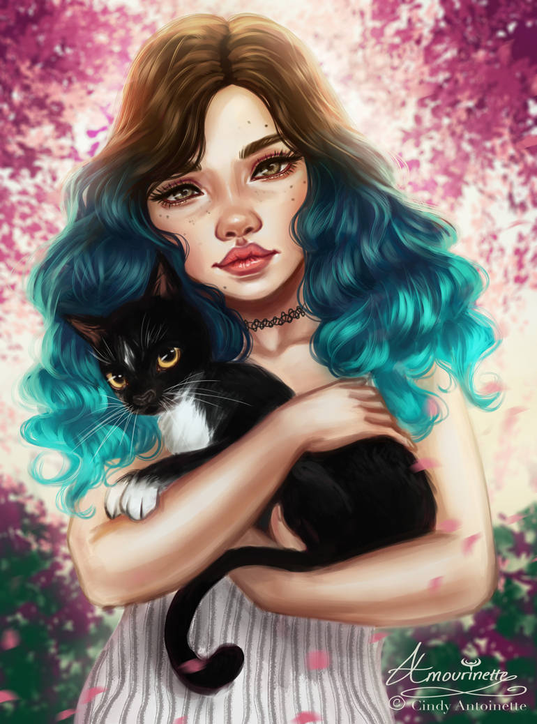 Аватар девушка с кошкой