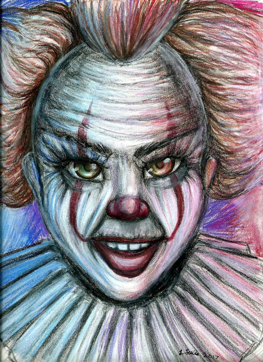 Pennywise Colored Pencil Drawing by Milki-Moon on DeviantArt