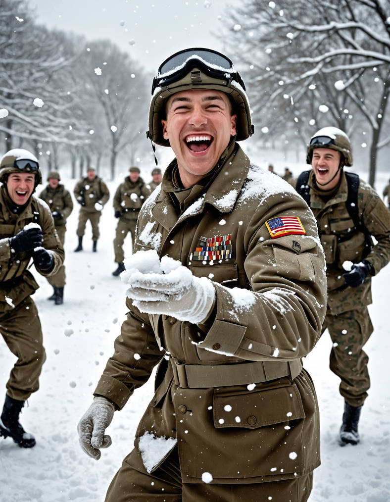 Soldier Fun Soldier Has Fun During A Snowball Fight, (2) by curly12345 on DeviantArt