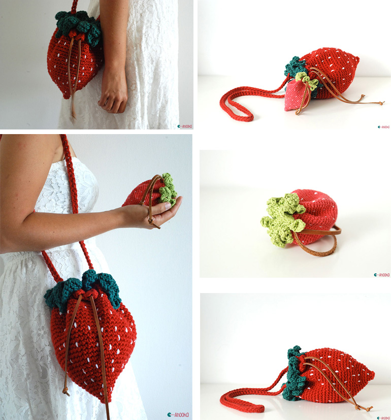 Strawberry bag and purse - crochet