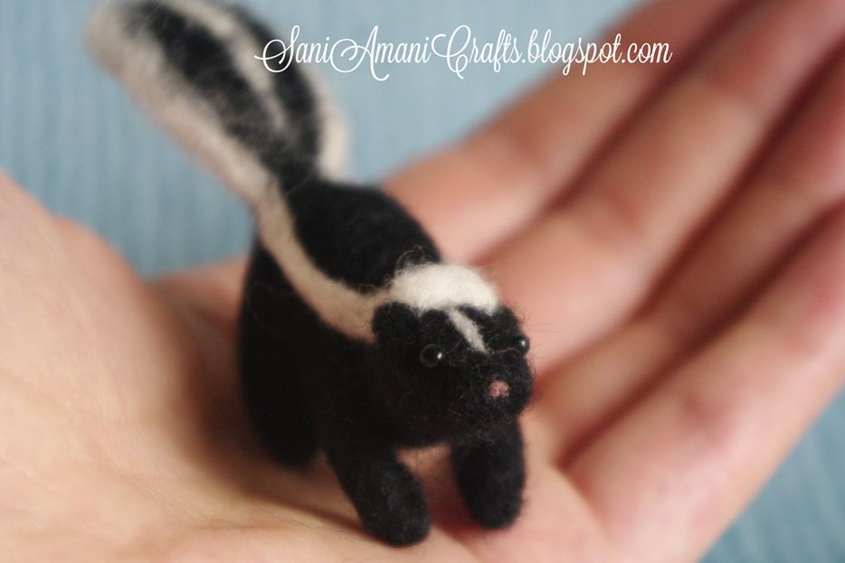 Needle felted skunk