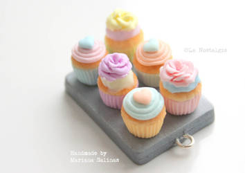 Beautiful miniature pastel cupcakes handmade