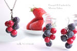 Blueberry Jewelry Berries Handmade Clay Fruits by LaNostalgie05