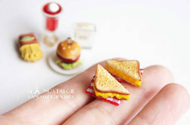 Toasted Cheese Sandwich Studs Earrings Jewelry